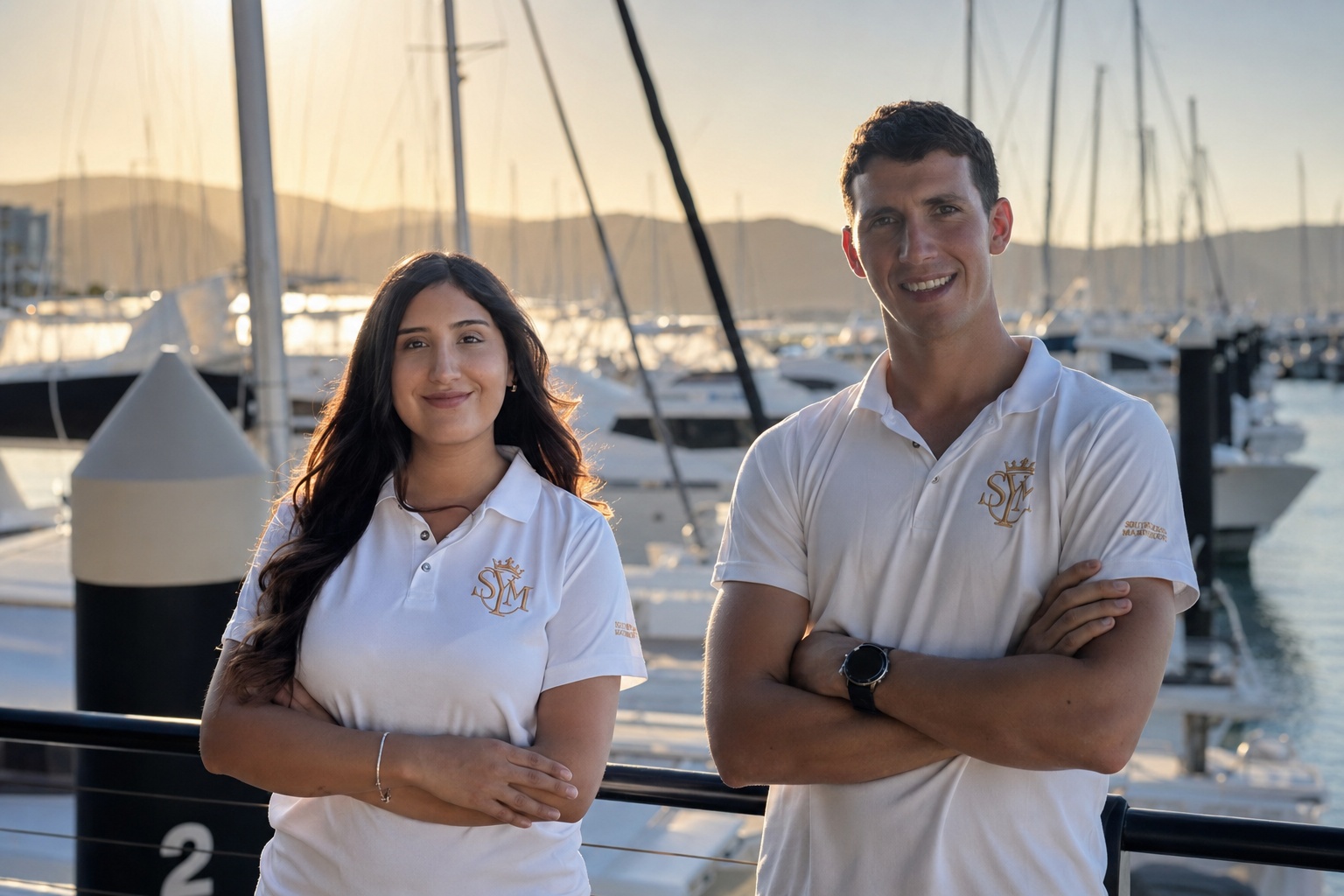 Amadeo and Arlette, the Sovereign Yacht Management team
